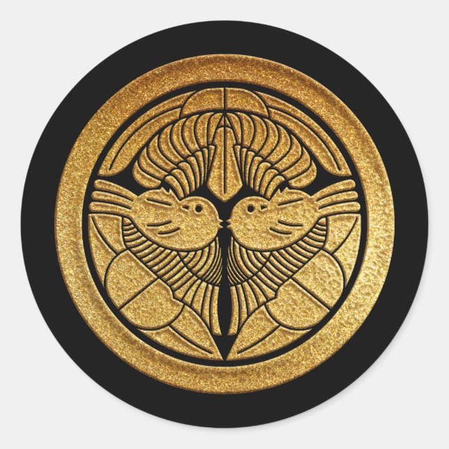 Adesivo Uesugi Kamon Uesugi Sasa em Dourado (Frente)