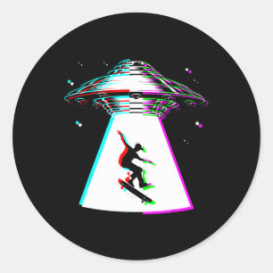 Adesivo Ufo Patinador Engraçado Abdução Alienígena Vap