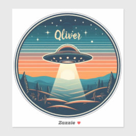 Adesivo UFO Vintage ao Pôr do Sol Personalizado