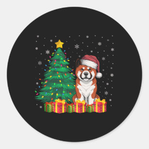 Adesivo Ugly Akita Santa Hat O Cachorro Da Luz De Natal Xm