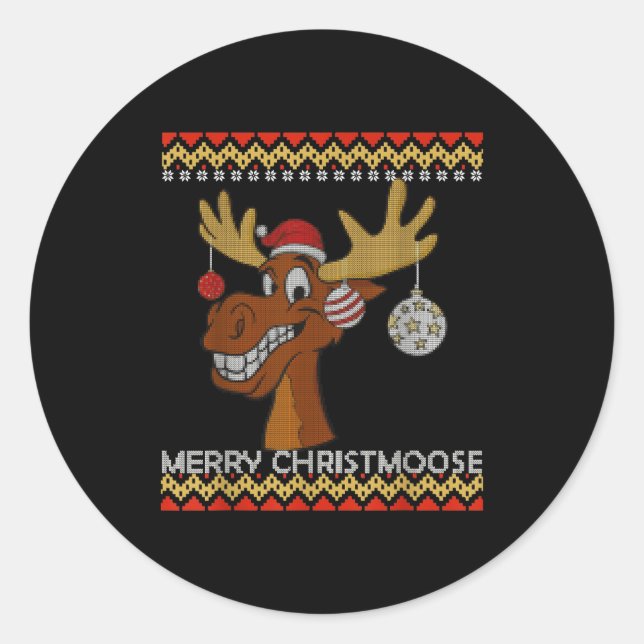 Adesivo Ugly Christmas Sweater I Merry Christmoose Funny M (Frente)