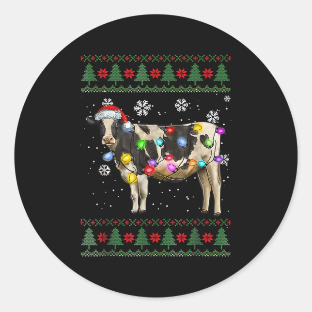 Adesivo Ugly Cow Christmas Sweater Santa Hat And Light Up  (Frente)
