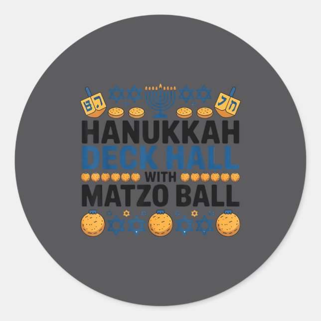 Adesivo Ugly Hanukkah Deck Hall With Matzo Ball Chanukah  (Frente)