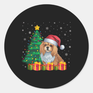 Adesivo Ugly Lhasa Apso Santa Hat Noite Luzes De Natal Log