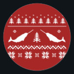 Adesivo Ugly Narwhal Christmas Sweater<br><div class="desc">Este suéter de Natal feio faz um presente de excelente feriado... ou uma conversa interessante. Não vá com o típico alce vintage ou rena...  vá narwhals! Feliz Natal!</div>
