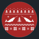 Adesivo Ugly Narwhal Christmas Sweater<br><div class="desc">Este suéter de Natal feio faz um presente de excelente feriado... ou uma conversa interessante. Não vá com o típico alce vintage ou rena...  vá narwhals! Feliz Natal!</div>