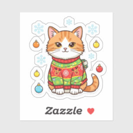 Adesivo Ugly Sweater Cat — Funny Christmas Cat Sticker