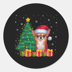 Adesivo Ugul Chihuahua Santa Hat Noite Luzes de Natal Amor