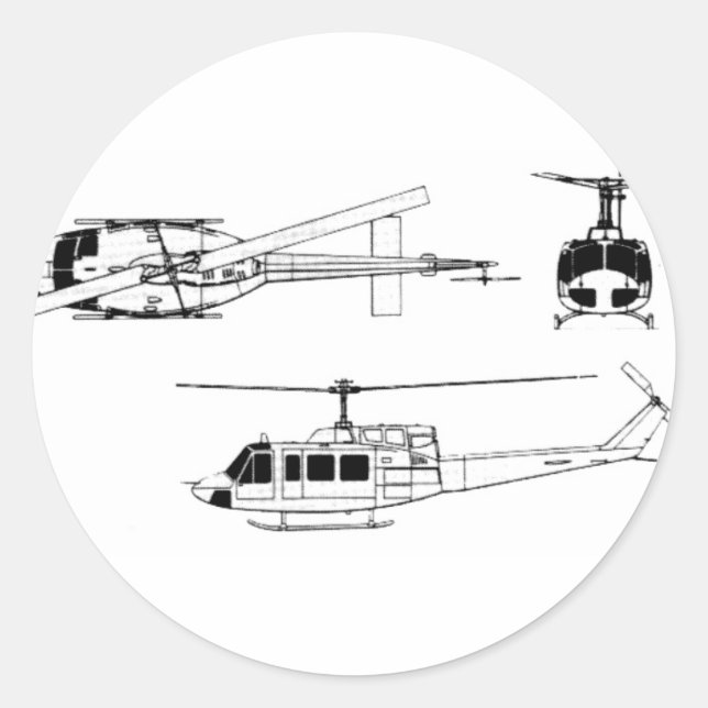 Adesivo UH1 Huey Blueprint (Iriquois) (Frente)