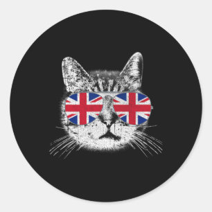 Adesivo Uk Union Jack British Flag England Cat Sungles Gif