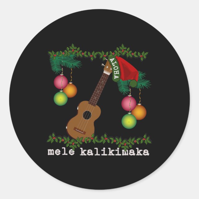 Adesivo Uke Mele Kalikimaka Ukulele Músicas de Natal Aloha (Frente)