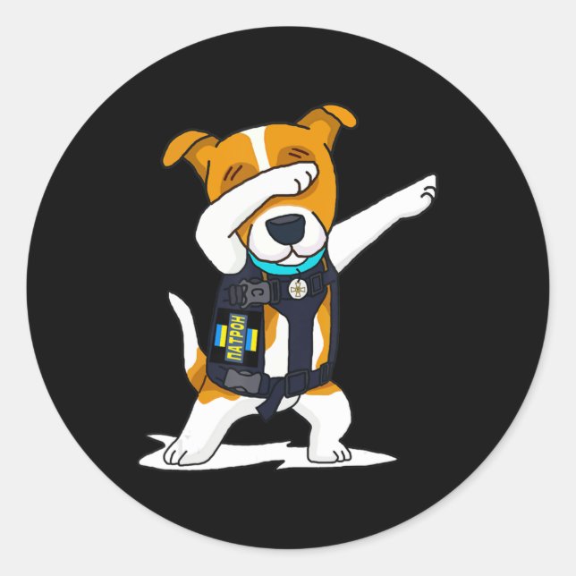 Adesivo Ukraine Armed Forces Dabbing Dog Patron Jack Russe (Frente)