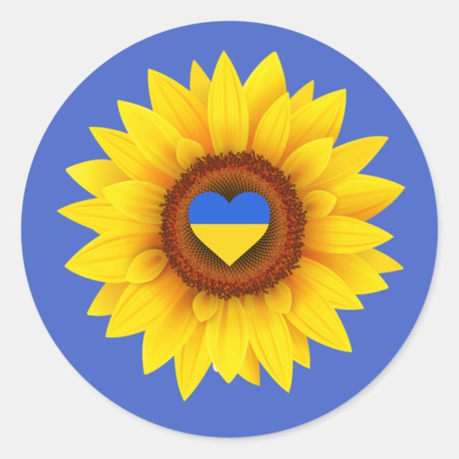 Adesivo Ukraine Flag, Sunflower, & Heart (blue & yellow) (Frente)
