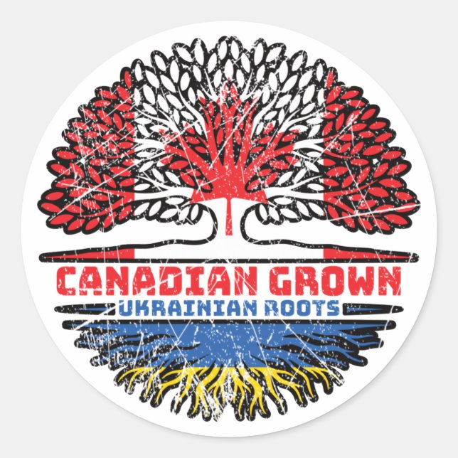 Adesivo Ukraine Ukrainian Canadian Canada Tree Roots Flag (Frente)