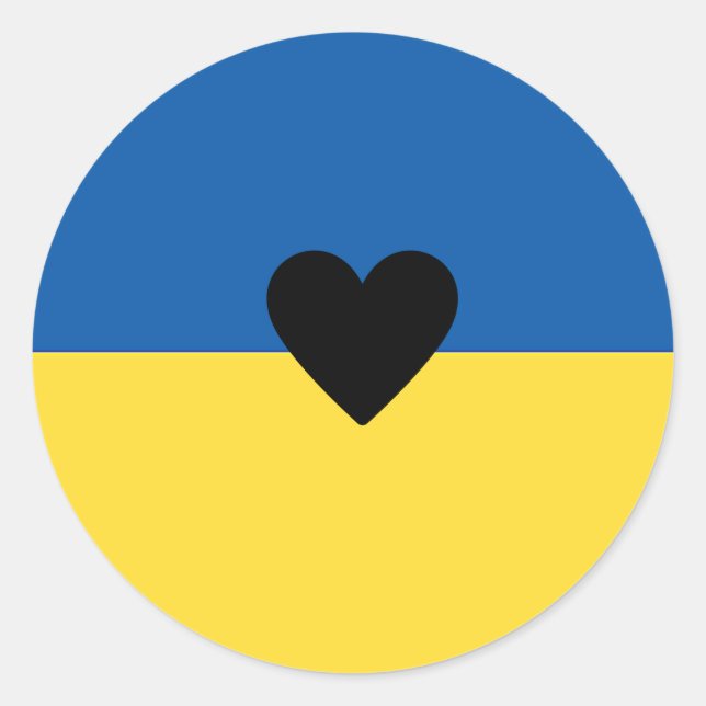 Adesivo Ukrainian Support Ukraine Heart Flag Sign (Frente)