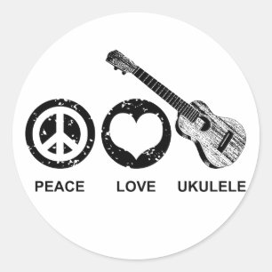 Adesivo Ukulele do amor da paz
