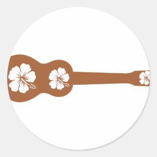 Adesivo Ukulele e hibisco branco