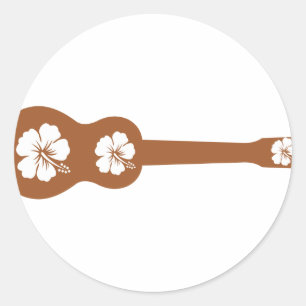 Adesivo Ukulele e hibiscus branco