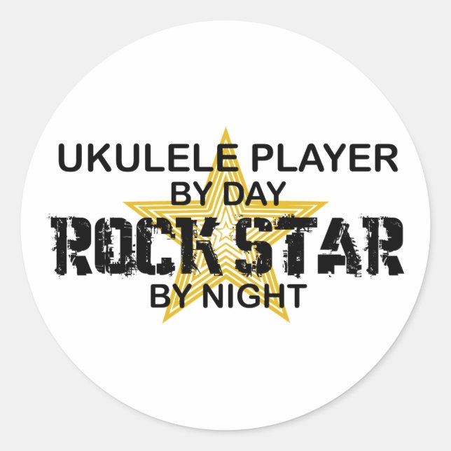 Adesivo Ukulele Rock Star por Noite (Frente)