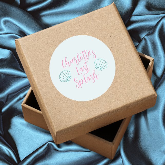 Adesivo Última Festa de solteira de Seashell Beach (Last Splash Seashell Beach Bachelorette Party Classic Round Sticker)