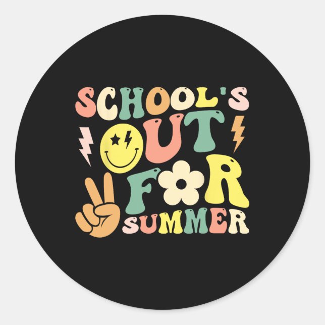 Adesivo Último Dia De Escolas De Groovy No Verão T (Frente)