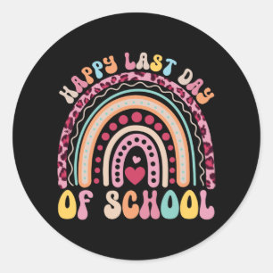 Adesivo Último Dia de Professora Aluna Leopard Rainbow