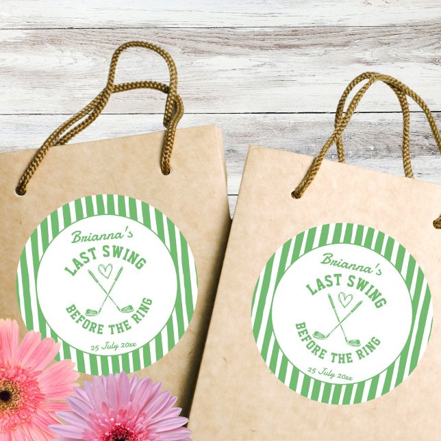 Adesivo Último favorito do clube de golfe Bachelorette (Last swing before the ring golf country club Bachelorette party  favor Sticker)