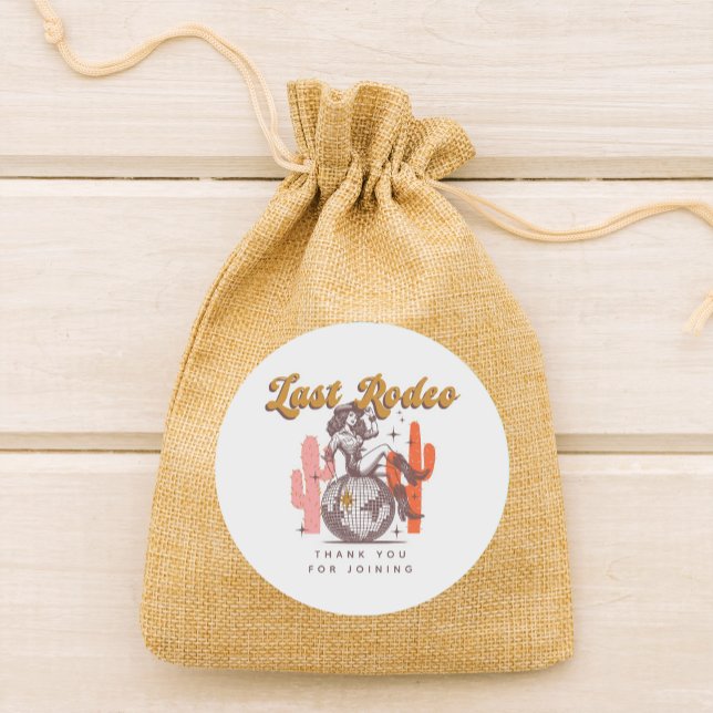 Adesivo Último Rodeio Retro Rosa Cowgirl Despedida de Solt (Criador carregado)