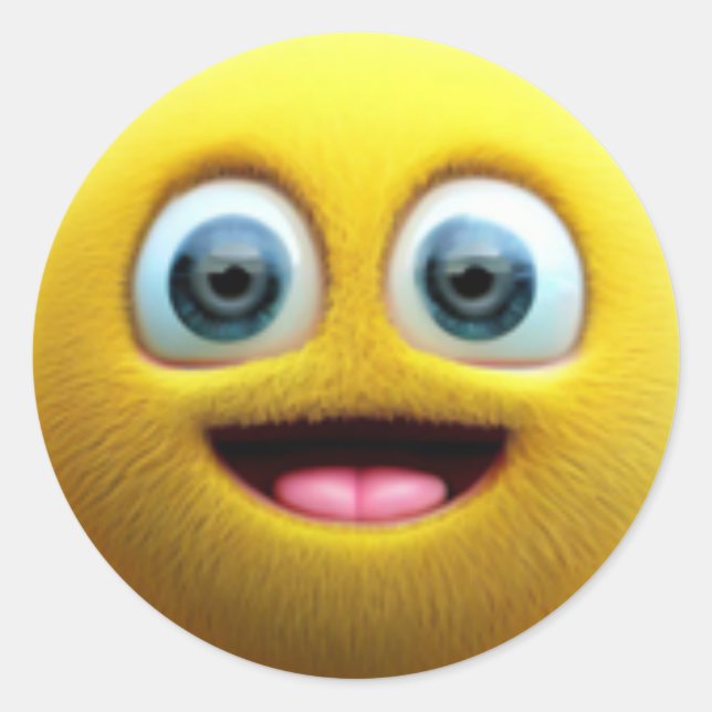 Adesivo Um adorável personagem de bola felpudo amarela (Frente)
