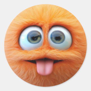 Adesivo Um adorável personagem de bola laranja felpudo