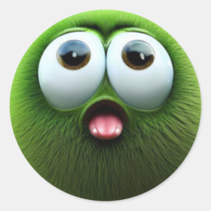 Adesivo Um adorável personagem de bola verde felpudo