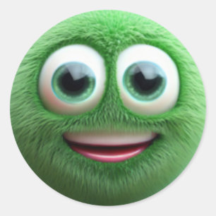 Adesivo Um adorável personagem de bola verde felpudo