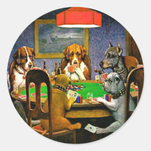 Adesivo Um Amigo na Necessidade, Cães Jogando Poker,