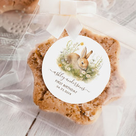 Adesivo Um aniversário de Bunny Floral Girl