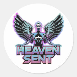 Adesivo Um anjo metálico brilhante com asas, design Y2K