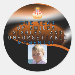 Adesivo Um ano de alegria: Vinheta Clássica de Aniversário