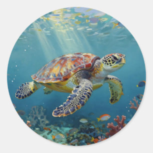 Adesivo Um Azul Turquesa Temático de Tartaruga Marinha
