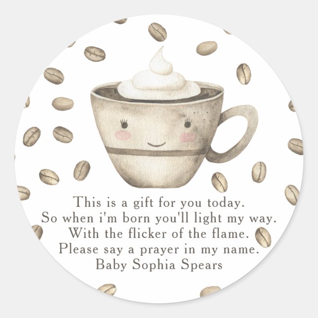 Adesivo Um bebê está a criar o rótulo da vela de oração (Frente)