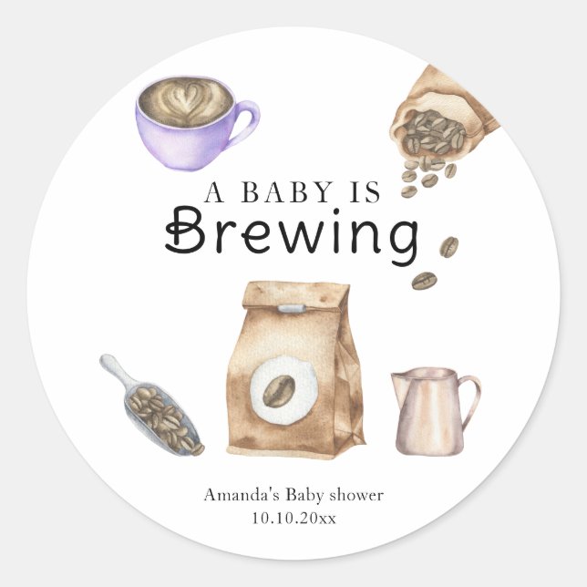 Adesivo Um Bebê Está Fazendo Chá de fraldas De Café (Frente)