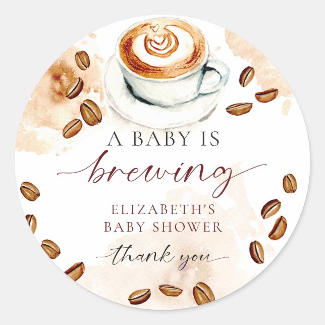 Adesivo Um Bebê Está Preparando Café Chá de Bebê Obrigado (Frente)