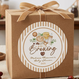 Adesivo Um Bebê Está Preparando Café Latte Chá de Bebê