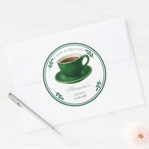 Adesivo Um Bebê Está Preparando Xícara de Café Chá de Bebê