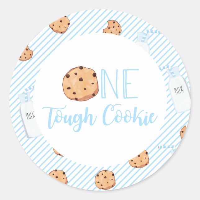 Adesivo Um Biscoito Duro Leite e Biscoitos azul Aniversári (Frente)