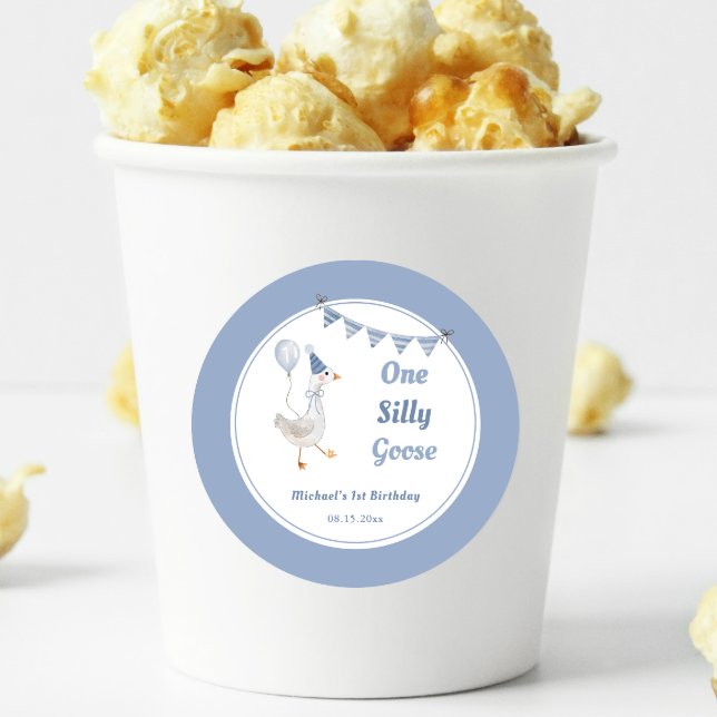 Adesivo Um Bobo ganso primeiro aniversario azul (Criador carregado)