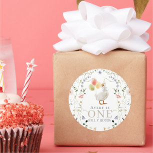 Adesivo Um Bobo Goose Seldflower primeiro aniversario