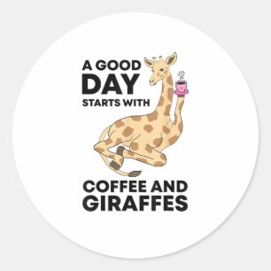 Adesivo Um Bom Dia Começa Com Café E Girafa Engraçado