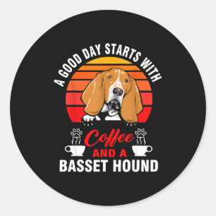 Adesivo Um bom dia começa com café e um basset hound