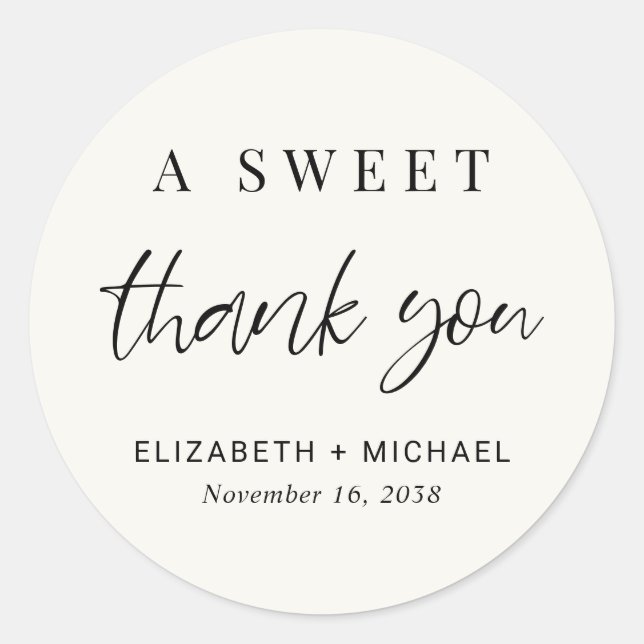 Adesivo Um Bonitinho Obrigado Creme Wedding Favor (Frente)