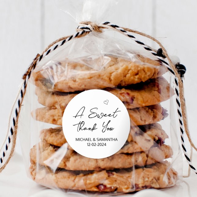 Adesivo Um Bonitinho, Obrigado, Favor De Casamento (A sweet thank you personalized favor sticker)