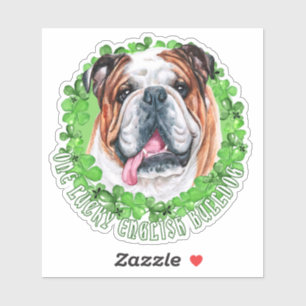 Adesivo Um cachorro bulldog inglês sortudo engraçado do di